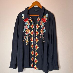 Andree by unit Midnight Blue Button Front Shirt, which is part of the collection